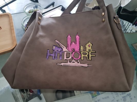 Handbemalte Umhängetasche – Hitdorf Skyline Edition - Unikat