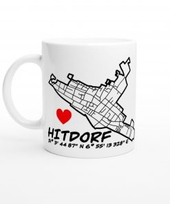 Weiße Keramiktasse Hitdorf Straßennetz