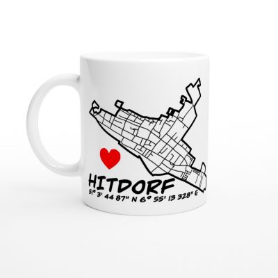 Weiße Keramiktasse Hitdorf Straßennetz